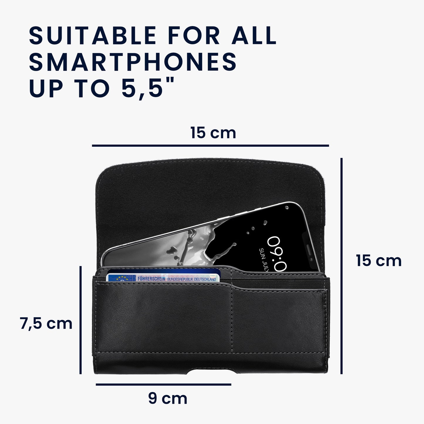 kwmobile Handy Gürteltasche mit Kartenfächern - Hülle 17,2 x 8,5 cm Handytasche mit Gürtelschlaufe Clip