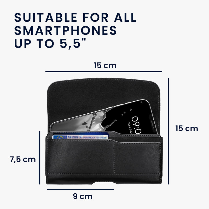 kwmobile Handy Gürteltasche mit Kartenfächern - Hülle 17,2 x 8,5 cm Handytasche mit Gürtelschlaufe Clip