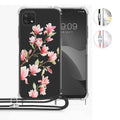 kwmobile Necklace Case kompatibel mit Samsung Galaxy A22 5G Hülle - Silikon Cover mit Handykette - Gold Grau Transparent Dschungel Gold  [dsg02]