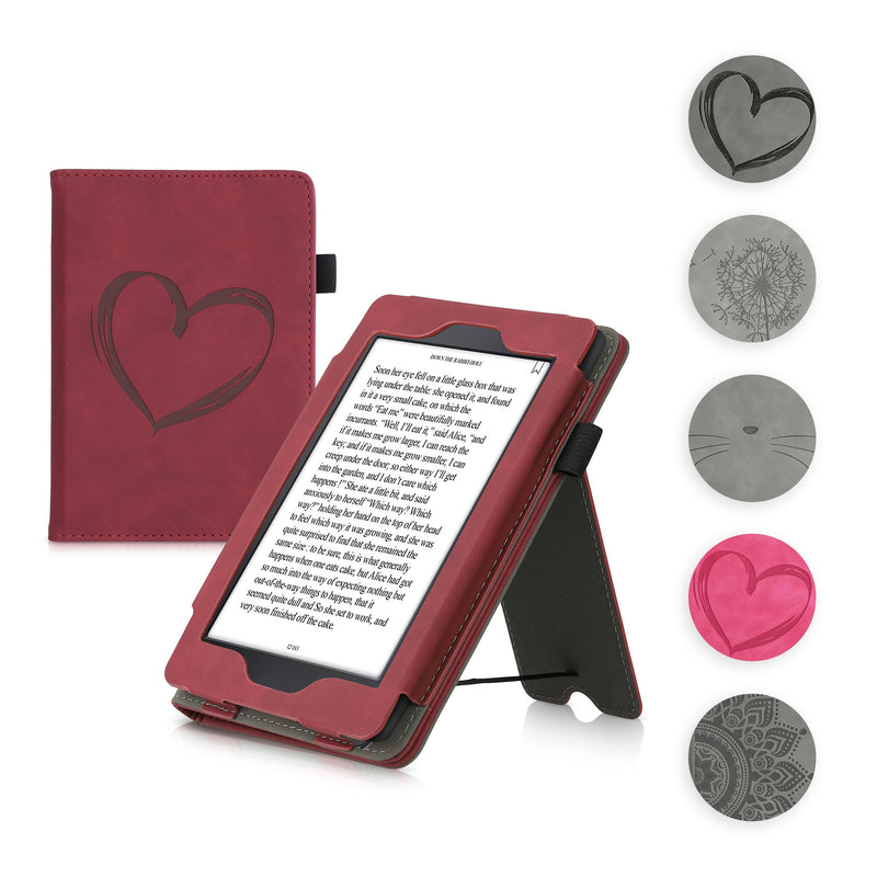 kwmobile Schutzhülle kompatibel mit Amazon Kindle Paperwhite Flip Hülle - Cover mit Handschlaufe - Pusteblume Love Grau Grau  [dsg03]