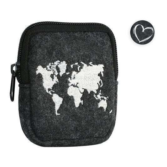 kwmobile Tasche kompatibel mit Bosch Intuvia - Hülle E-Bike Computer Schutztasche - aus Filz in Weiß Dunkelgrau Herz Brush Weiß  [dsg02]