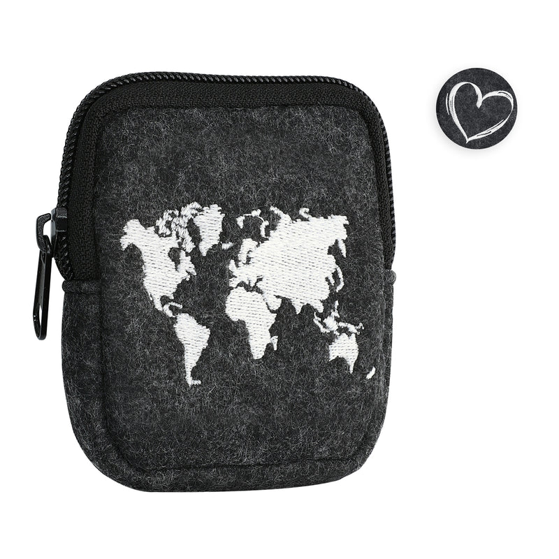 kwmobile Tasche kompatibel mit Bosch Intuvia - Hülle E-Bike Computer Schutztasche - aus Filz in Weiß Dunkelgrau Herz Brush Weiß  [dsg02]