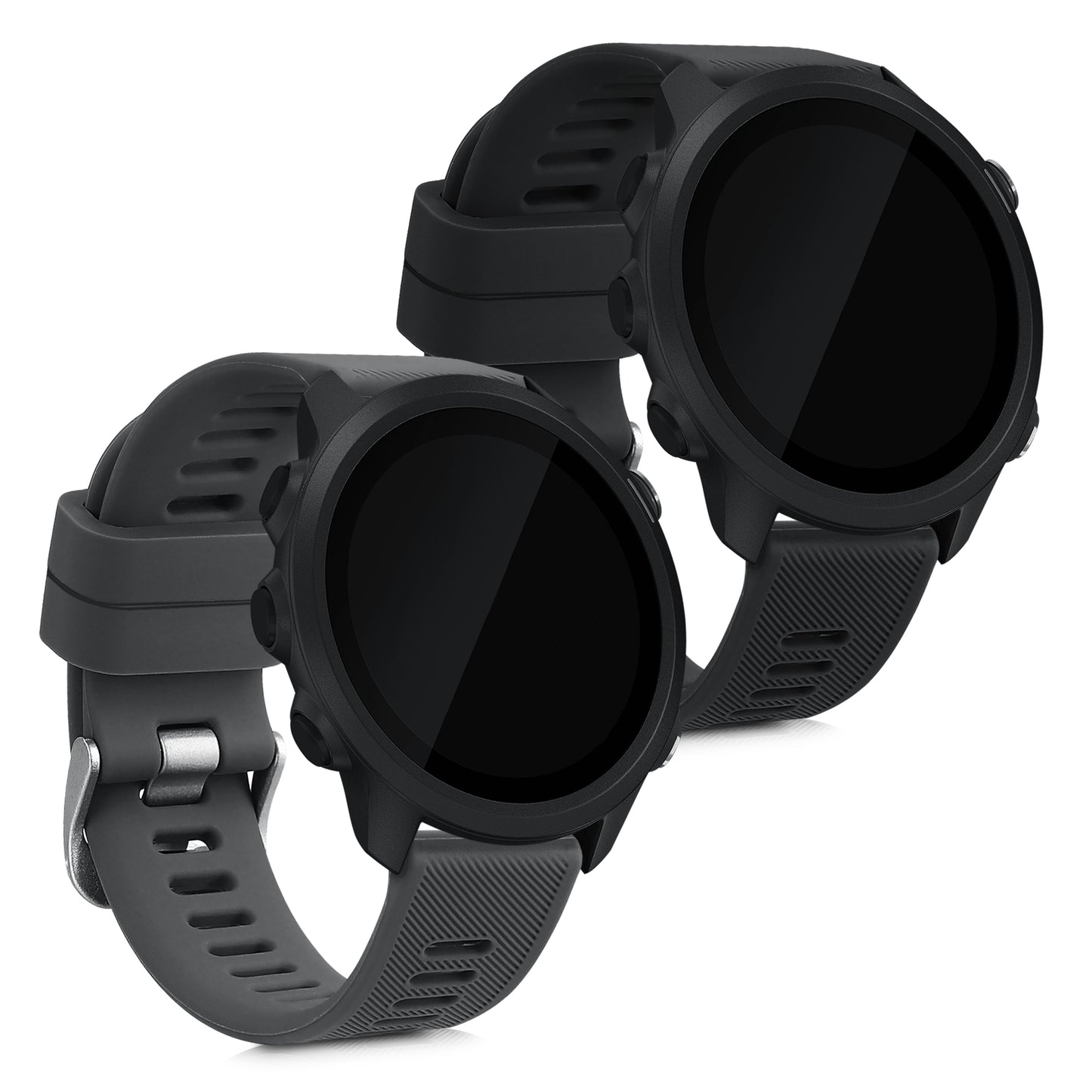 kwmobile Silikon Uhrenarmband für Garmin Forerunner 55 / Forerunner 165 / 245 / 645 / 570 42mm Armband - Ersatzarmband für Fitnesstracker - Wechselarmband Smartwatch - Dunkelblau Altrosa Dunkelblau  [dsg04]