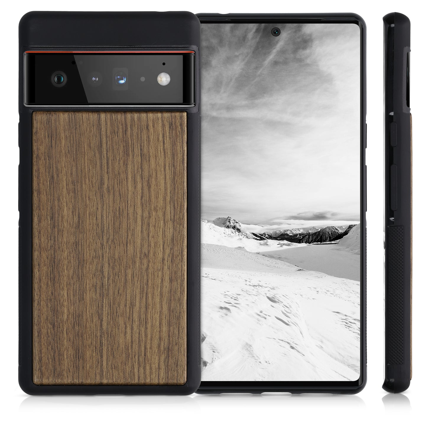 Holzhülle mit TPU Bumper für Google Pixel 6 Pro Walnussholz