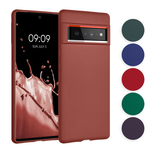 kwmobile Case kompatibel mit Google Pixel 6 Pro Hülle - Schutzhülle aus Silikon metallisch schimmernd - Handyhülle Metallic Dunkelrot Metallic Dunkelrot  