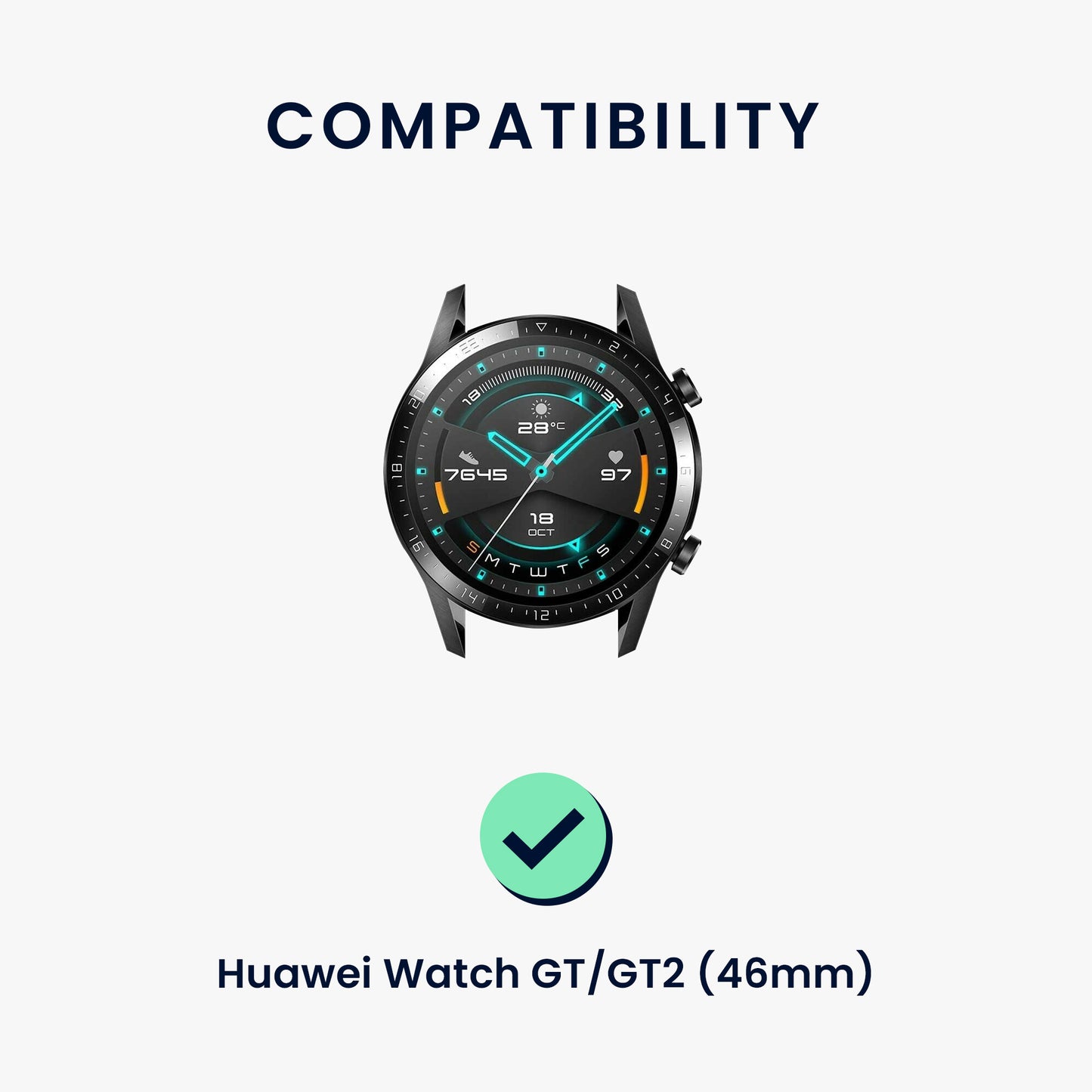 kwmobile Uhrenarmband für Huawei Watch GT / GT2 / GT3 (46mm) Armband Ersatzarmband für Fitnesstracker mit Uhrenverschluss Wechselarmband Smartwatch