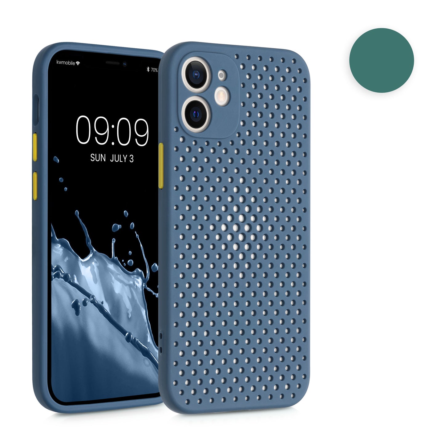 kwmobile Hülle kompatibel mit Apple iPhone 12 mini - Handyhülle Silikon Case - Soft Cover mit Wärmeableitung in Dunkelgrün Dunkelgrün  