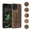 kwmobile Hülle kompatibel mit Xiaomi 11 Lite (5G) NE / Mi 11 Lite (5G) Hülle - Holz Case - Handy Cover - TPU Handyhülle in Dunkelbraun Aufgehende Sonne Dunkelbraun  [dsg02]