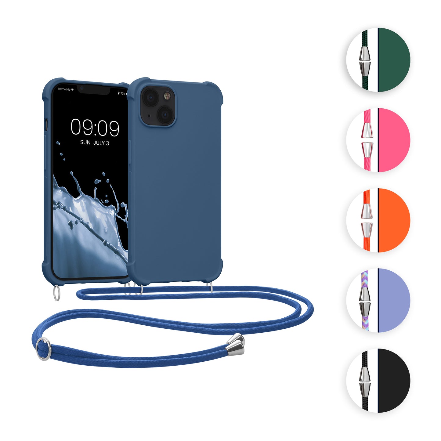 kwmobile Necklace Case kompatibel mit Apple iPhone 13 Hülle - Cover mit Kordel zum Umhängen - Silikon Schutzhülle Perlmutt Perlmutt  