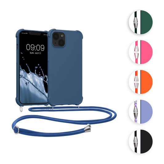 kwmobile Necklace Case kompatibel mit Apple iPhone 13 Hülle - Cover mit Kordel zum Umhängen - Silikon Schutzhülle Perlmutt Perlmutt  