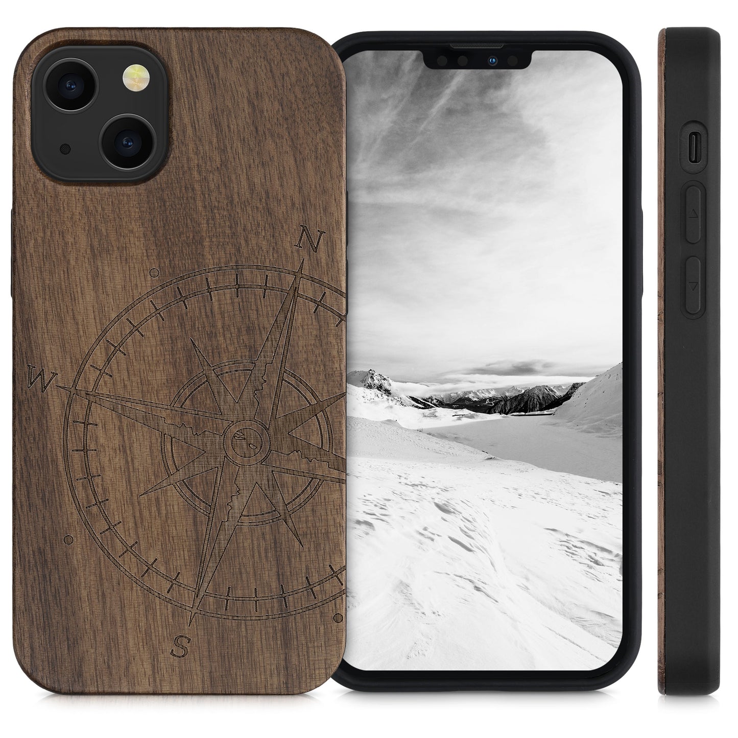 kwmobile Hülle kompatibel mit Apple iPhone 13 Handy Cover TPU Handyhülle Kompass Vintage