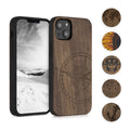 kwmobile Hülle kompatibel mit Apple iPhone 13 Hülle - Holz Case - Handy Cover - TPU Handyhülle in Dunkelbraun Holz Japanische Welle Dunkelbraun  [dsg15]