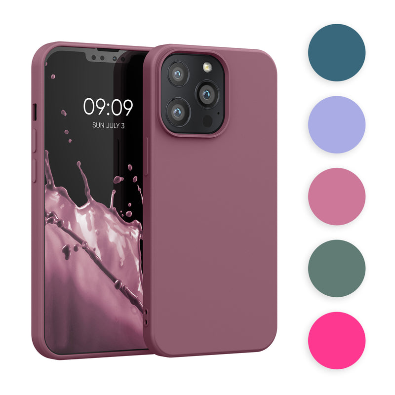 kwmobile Hülle kompatibel mit Apple iPhone 13 Pro Hülle - gummierte TPU Silikon Handyhülle - Schutzhülle für kabelloses Laden - Case in Neon Pink Neon Pink  