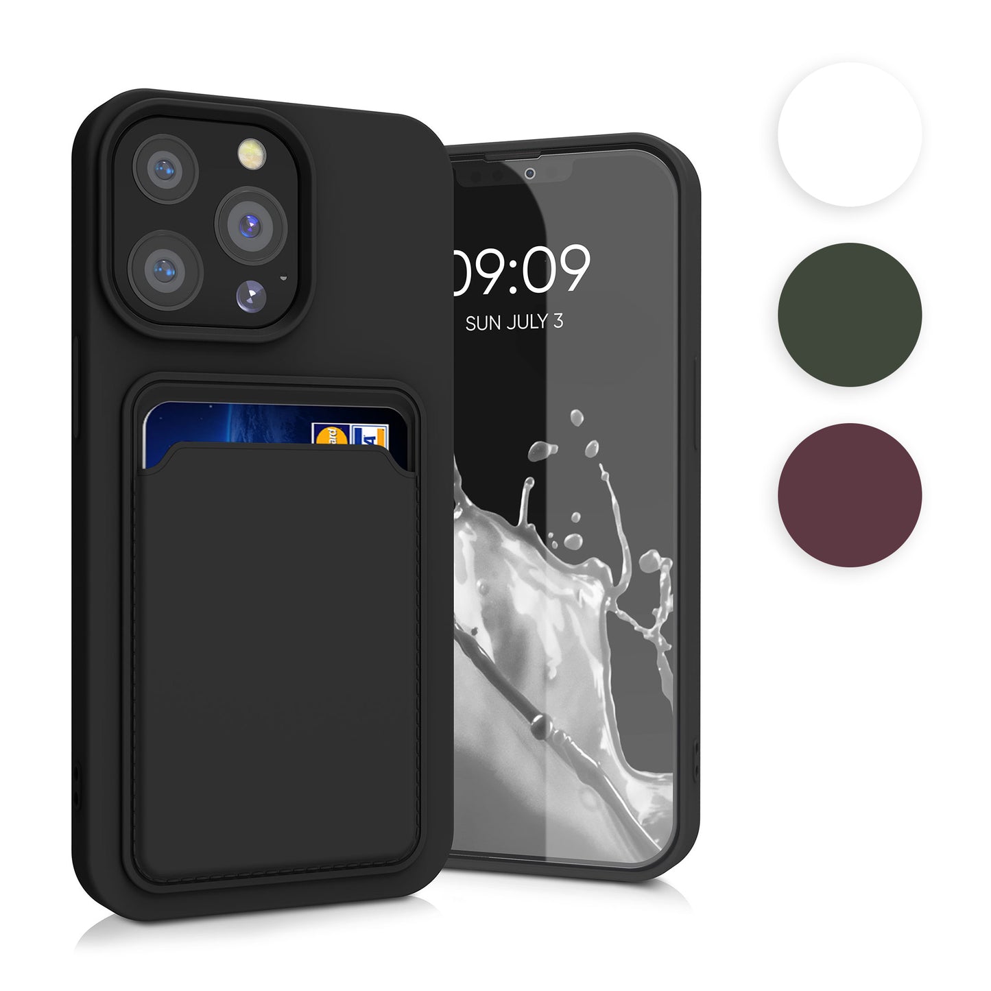kwmobile Handyhülle kompatibel mit Apple iPhone 13 Pro Hülle - Handy Cover mit Fach für Karten - in Dunkelgrün Dunkelgrün  