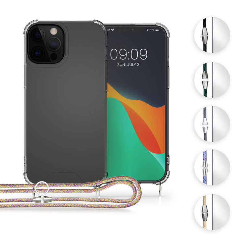 kwmobile Necklace Case kompatibel mit Apple iPhone 13 Pro Max Hülle - Silikon Cover mit Handykette - Band Handyhülle Schwarz Transparent Schwarz  