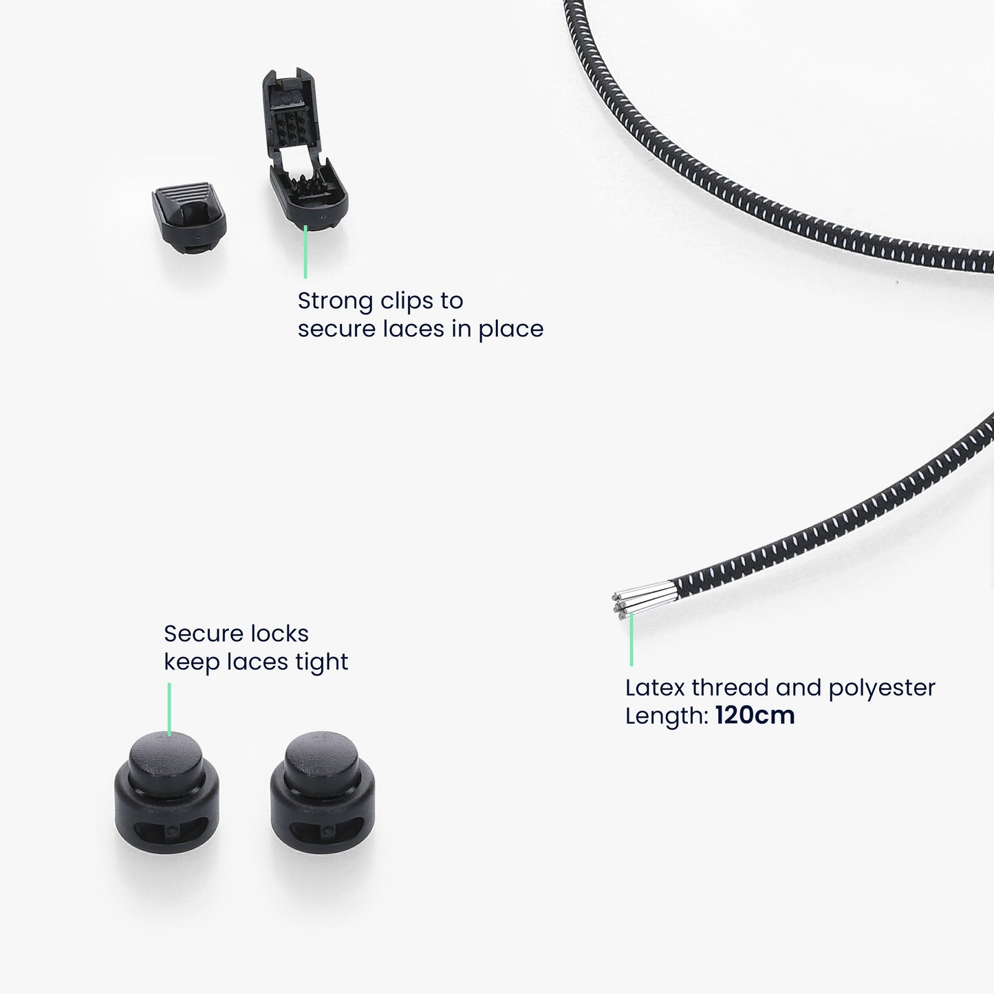 kwmobile 2x Schnürsenkel mit Schnellverschluss - Schuhbänder mit Schnellschnürsystem - 120cm Schnürband mit Stopper