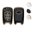 kwmobile Autoschlüssel Hülle kompatibel mit Hyundai 3-Tasten Klapp Autoschlüssel - Schlüsselhülle Silikon Cover - Weiß Gold Weiß  [dsg02]