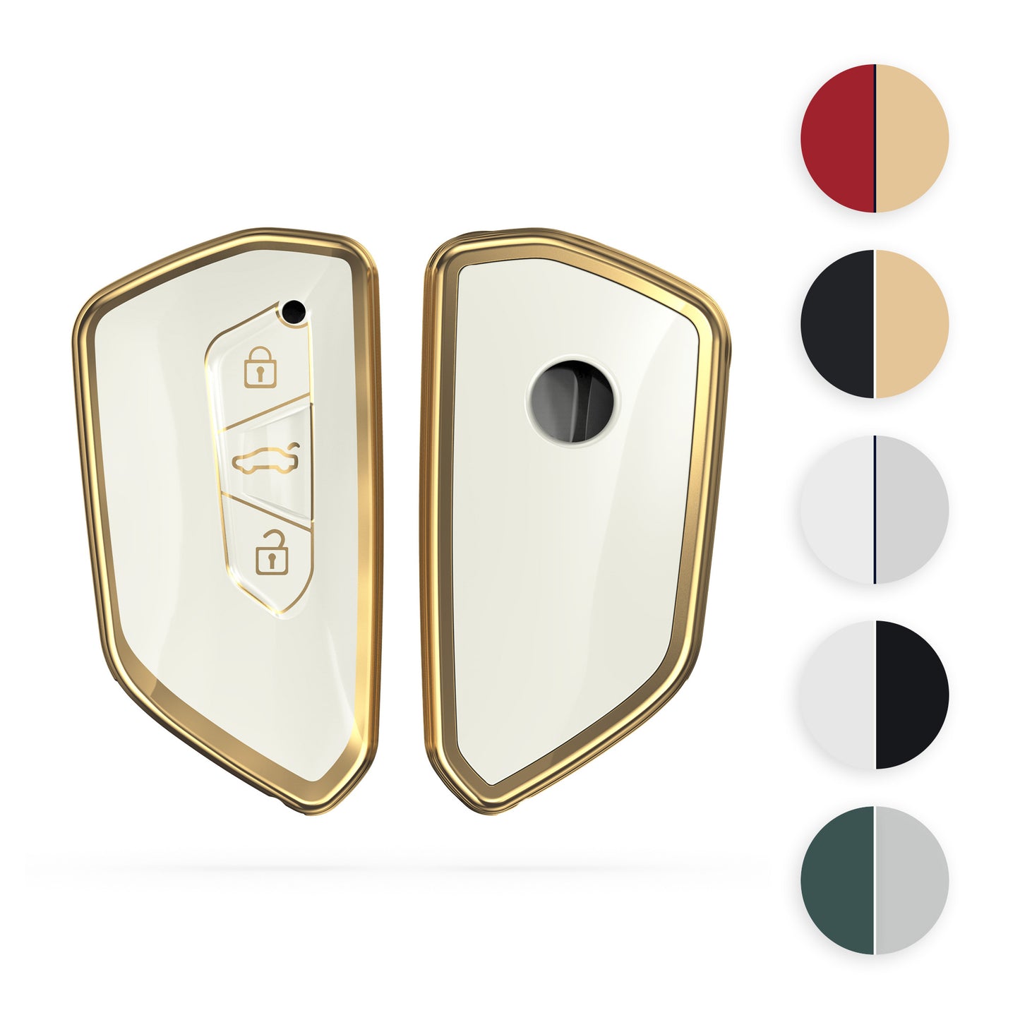 kwmobile Autoschlüssel Hülle kompatibel mit VW Golf 8 3-Tasten Autoschlüssel - Schlüsselhülle Silikon Cover - Rosa Gold Rosa  [dsg09]