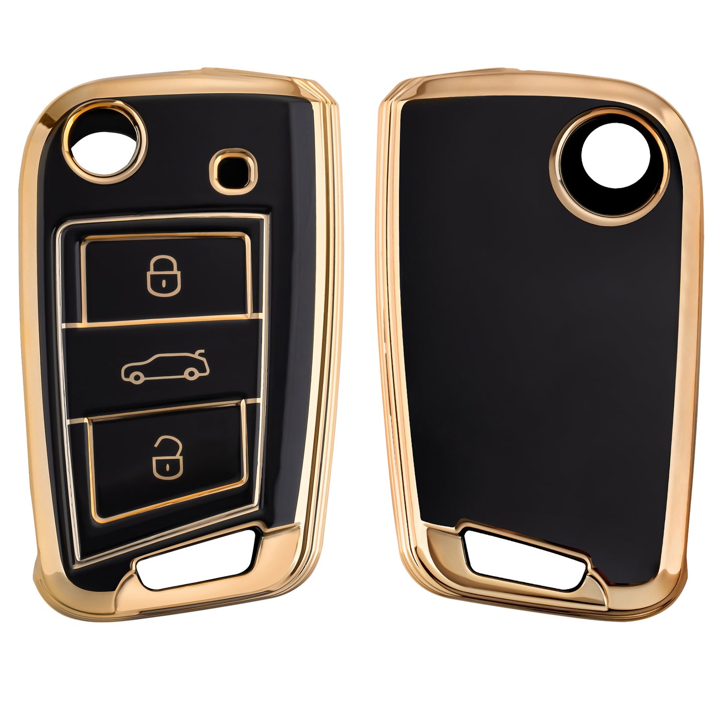kwmobile Autoschlüssel Hülle kompatibel mit VW Golf 7 MK7 3-Tasten Autoschlüssel - Schlüsselhülle Silikon Cover