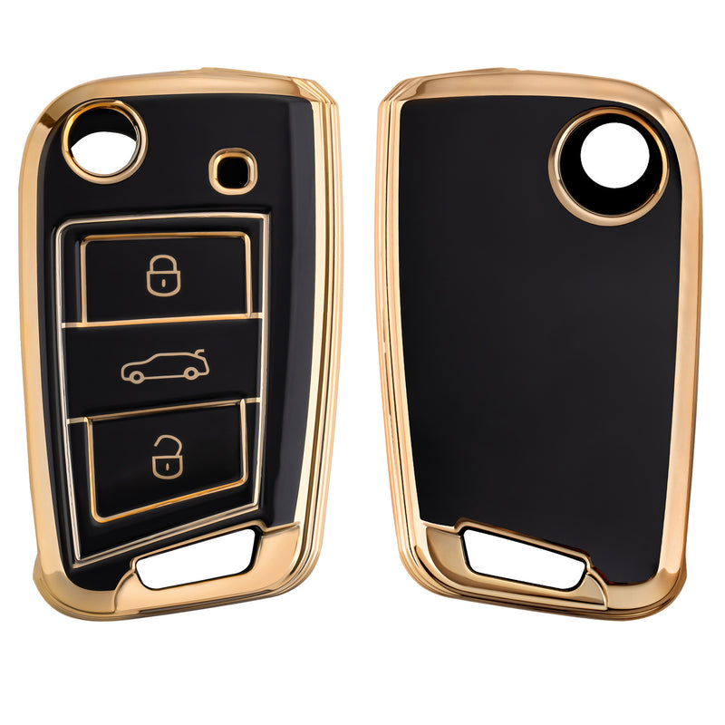 kwmobile Autoschlüssel Hülle kompatibel mit VW Golf 7 MK7 3-Tasten Autoschlüssel - Schlüsselhülle Silikon Cover