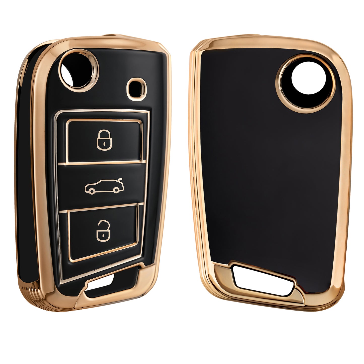 kwmobile Autoschlüssel Hülle kompatibel mit VW Golf 7 MK7 3-Tasten Autoschlüssel - Schlüsselhülle Silikon Cover