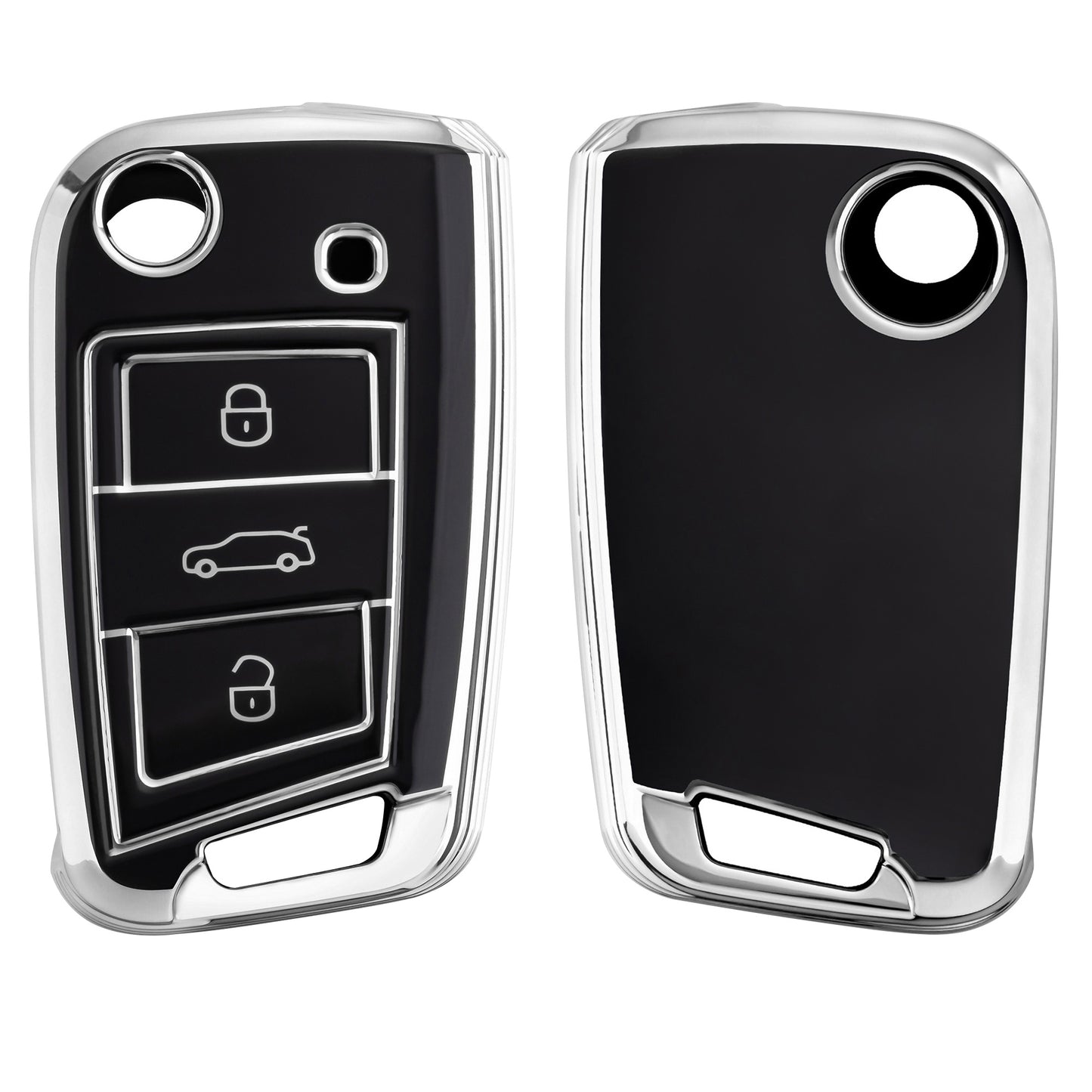 kwmobile Autoschlüssel Hülle kompatibel mit VW Golf 7 MK7 3-Tasten Autoschlüssel - Schlüsselhülle Silikon Cover