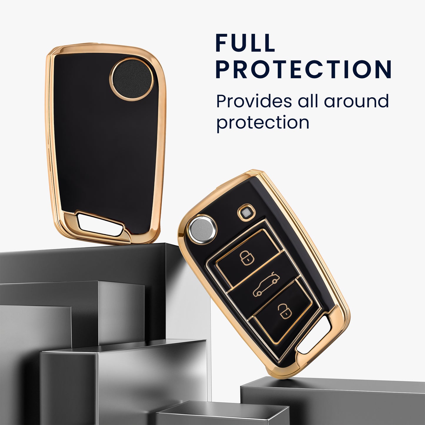 kwmobile Autoschlüssel Hülle kompatibel mit VW Golf 7 MK7 3-Tasten Autoschlüssel - Schlüsselhülle Silikon Cover