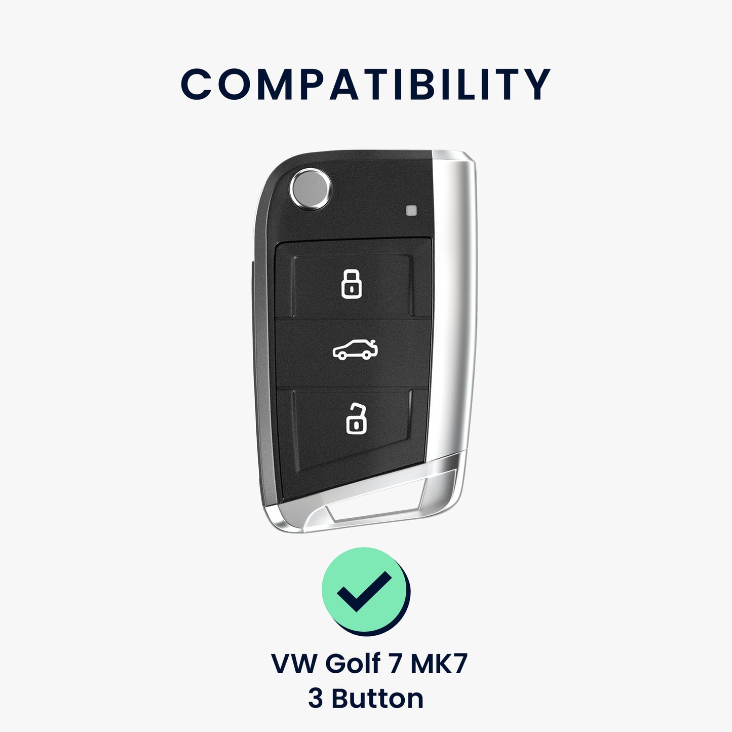 kwmobile Autoschlüssel Hülle kompatibel mit VW Golf 7 MK7 3-Tasten Autoschlüssel - Schlüsselhülle Silikon Cover