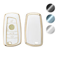 kwmobile Autoschlüssel Hülle kompatibel mit BMW 3-Tasten Funk Autoschlüssel (nur Keyless Go) - Schlüsselhülle Silikon Cover - Schwarz Gold Schwarz  [dsg01]