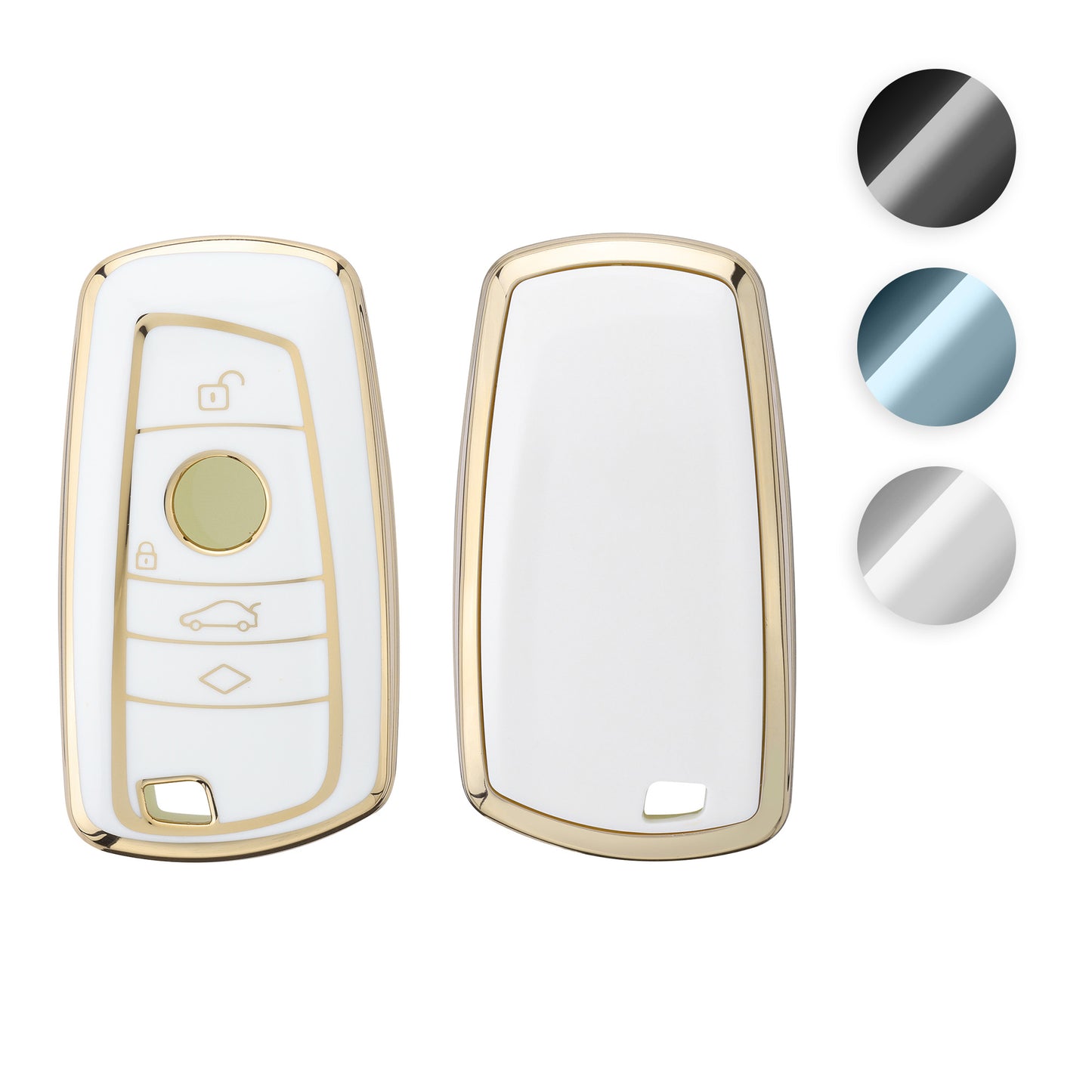 kwmobile Autoschlüssel Hülle kompatibel mit BMW 3-Tasten Funk Autoschlüssel (nur Keyless Go) - Schlüsselhülle Silikon Cover - Schwarz Gold Schwarz  [dsg01]