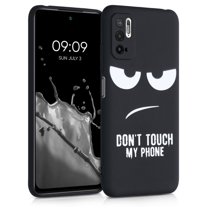 kwmobile Hülle kompatibel mit Xiaomi Redmi Note 10 5G - Handyhülle Silikon Case - Don't touch my Phone