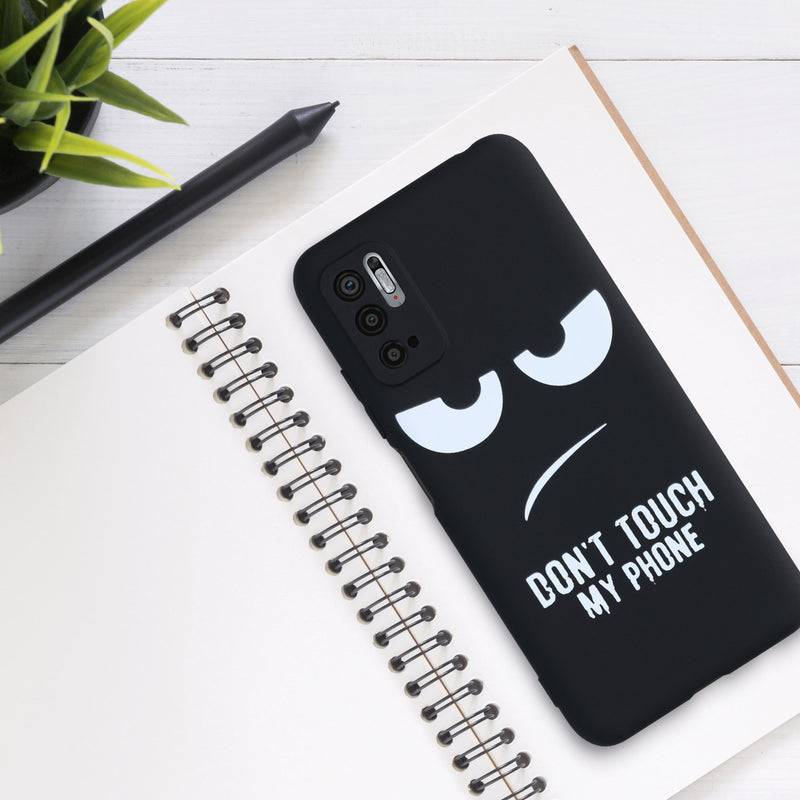 kwmobile Hülle kompatibel mit Xiaomi Redmi Note 10 5G - Handyhülle Silikon Case - Don't touch my Phone