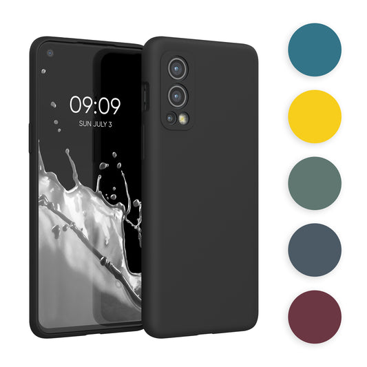 kwmobile Hülle kompatibel mit OnePlus Nord 2 5G Hülle - Silikon Handy Case - Handyhülle weiche Oberfläche - kabelloses Laden - Rainwashed Grün Rainwashed Grün  