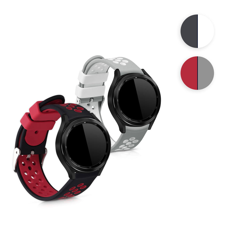 kwmobile Silikon Uhrenarmband für Samsung Galaxy Watch 4 Classic (46mm) Armband - Ersatzarmband für Fitnesstracker - Wechselarmband Smartwatch - Schwarz Rot Schwarz Grau Schwarz  [dsg01]