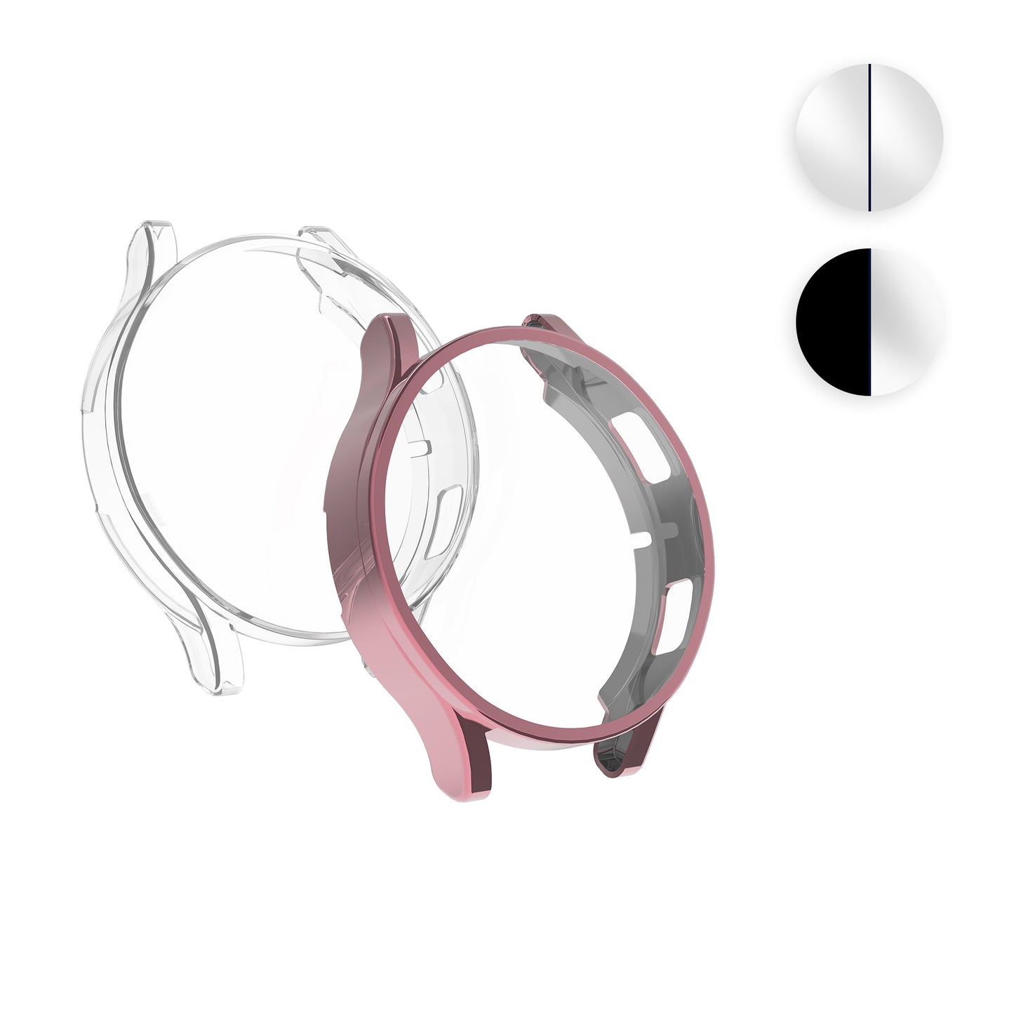 kwmobile 2x Schutzhülle kompatibel mit Samsung Galaxy Watch 4 (40mm) Hülle - Fullbody Cover Set aus Silikon - Transparent Silber Transparent  [dsg06]