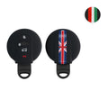 kwmobile Autoschlüssel Hülle kompatibel mit Mini 3-Tasten Smart Key Autoschlüssel Hülle - Schlüsselhülle Union Jack Streifen Rot Blau Schwarz Rot  [dsg01]