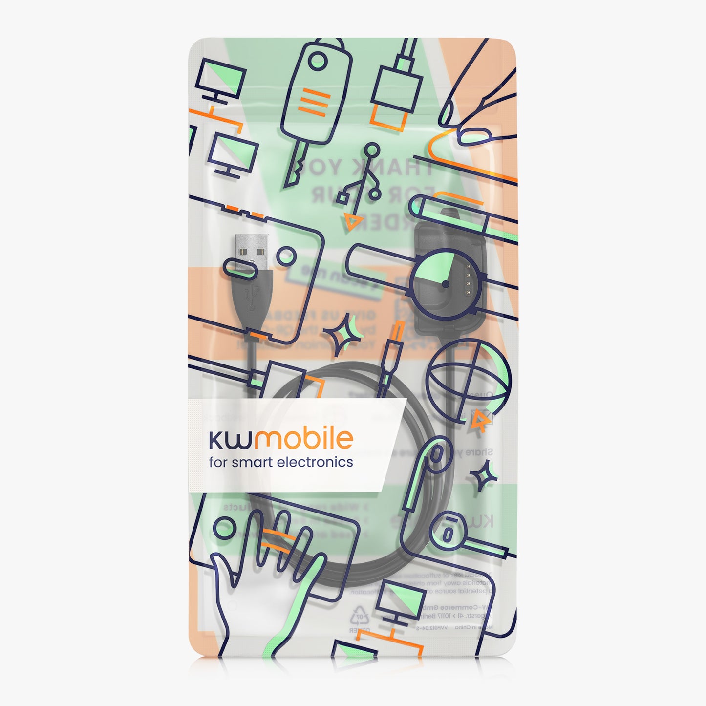 kwmobile USB Kabel Charger kompatibel mit Willful ID205 / Yamay SW020 Ladekabel - Smart Watch Ersatzkabel - Fitnesstracker Aufladekabel