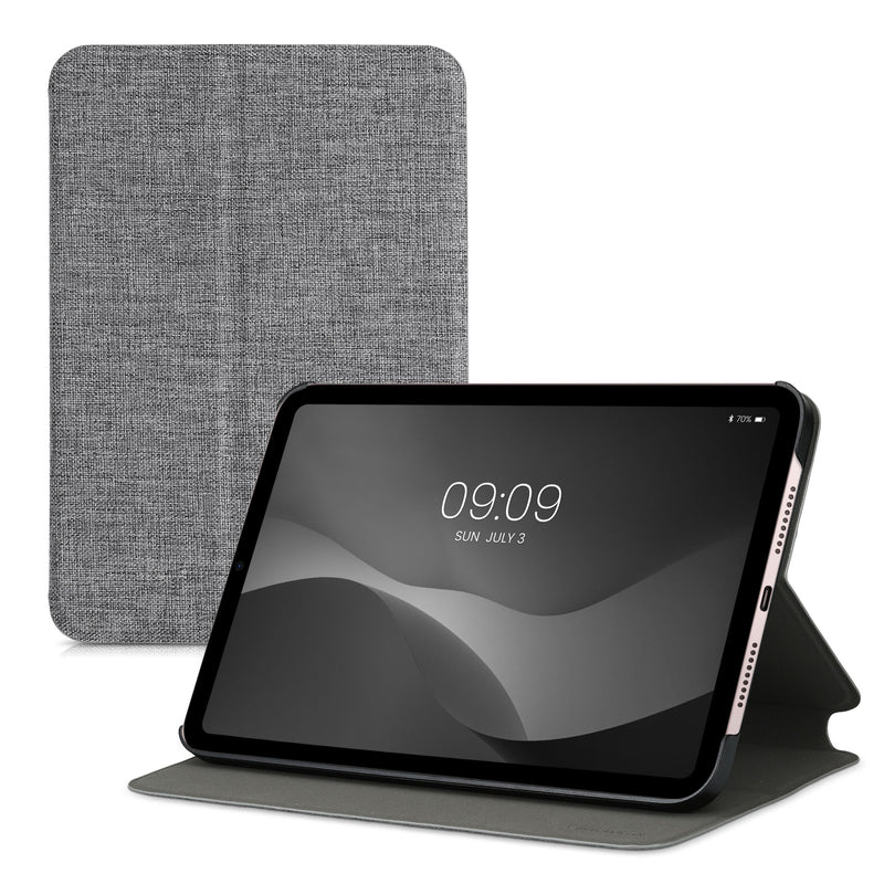 kwmobile Hülle kompatibel mit Apple iPad Mini 6 (2021) / iPad Mini 7 (2024) - Slim Tablet Cover Case Schutzhülle mit Ständer Grau Grau  [dsg01]