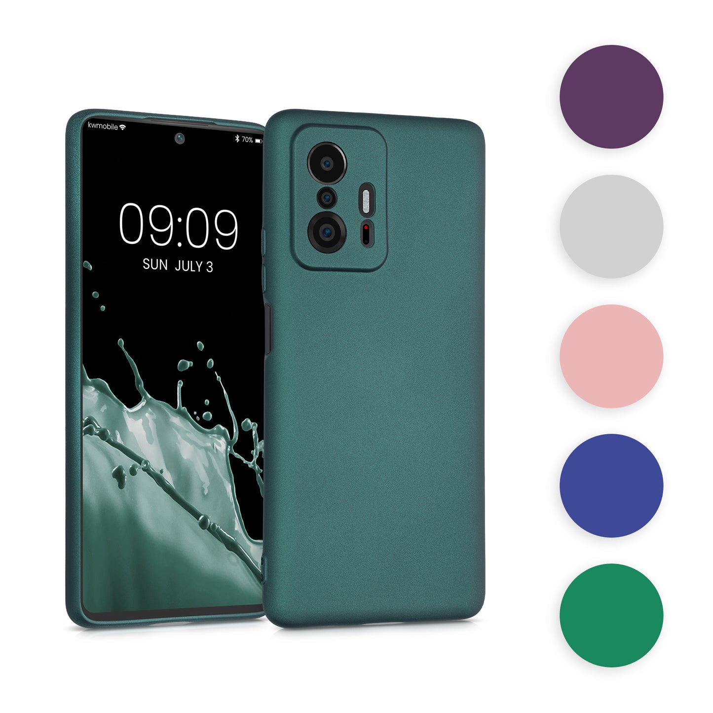 kwmobile Case kompatibel mit Xiaomi 11T / 11T Pro Hülle - Schutzhülle aus Silikon metallisch schimmernd - Handyhülle Metallic Silber Metallic Silber  
