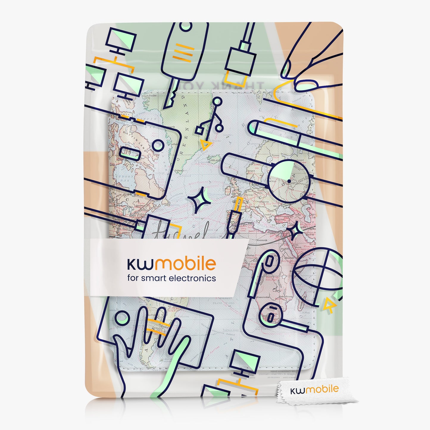 kwmobile Klapphülle kompatibel mit Amazon Kindle Paperwhite 11. Generation 2021 Hülle Flipcase mit Magnetverschluss Travel Schriftzug