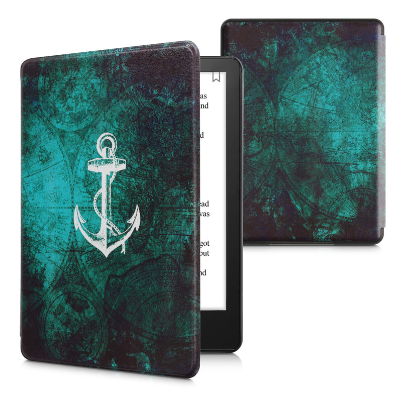 kwmobile Klapphülle kompatibel mit Amazon Kindle Paperwhite 11. Generation 2021 Hülle Flipcase mit Magnetverschluss Travel Schriftzug