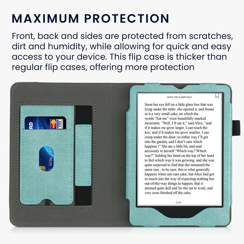 kwmobile Hülle kompatibel mit Amazon Kindle Paperwhite 11. Generation 2021 Flip Case mit Handschlaufe Cover