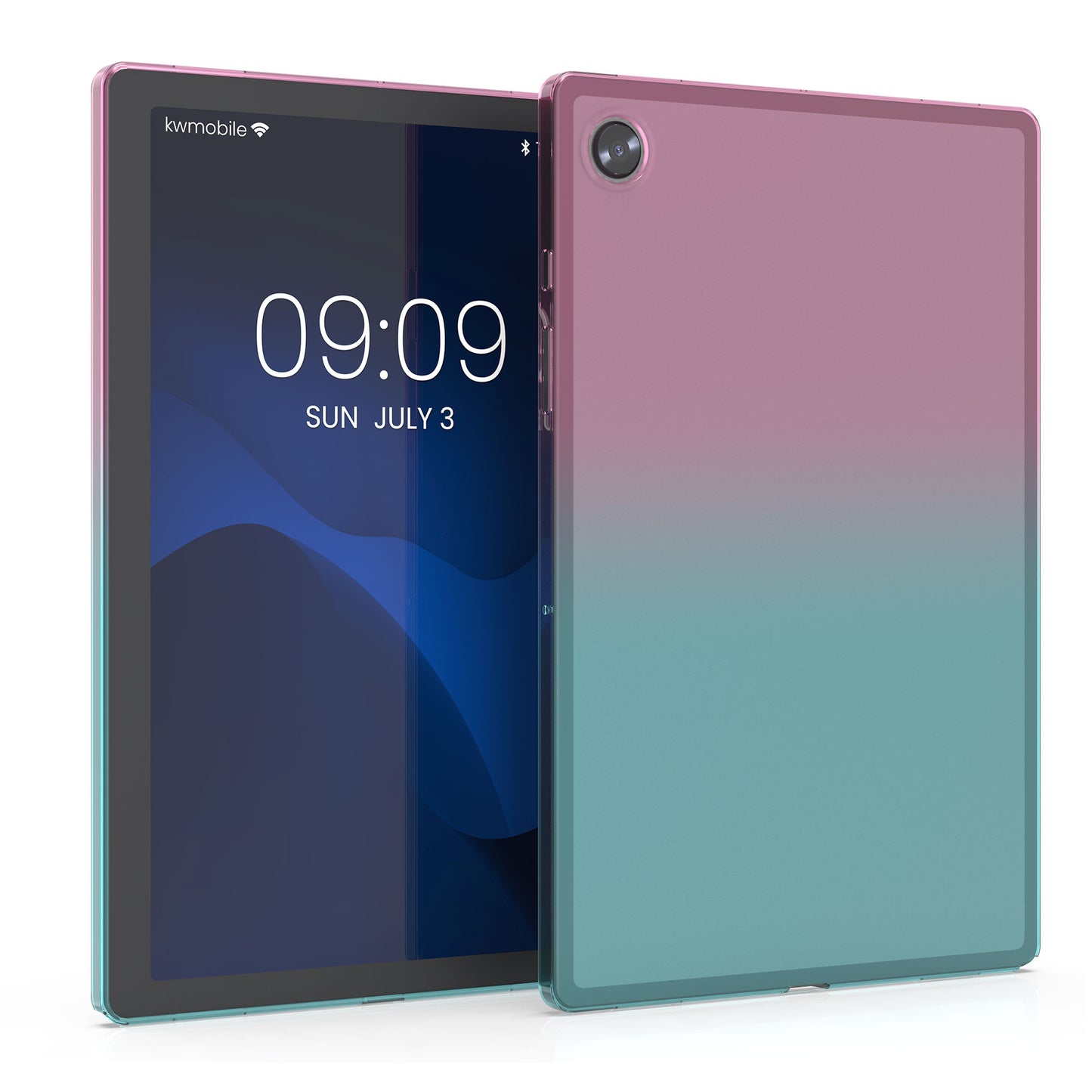 kwmobile Schutzhülle kompatibel mit Samsung Galaxy Tab A8 10.5 (2021) - Hülle Silikon - Tablet Cover Case - Zwei Farben Pink Blau Transparent Pink  [dsg01]