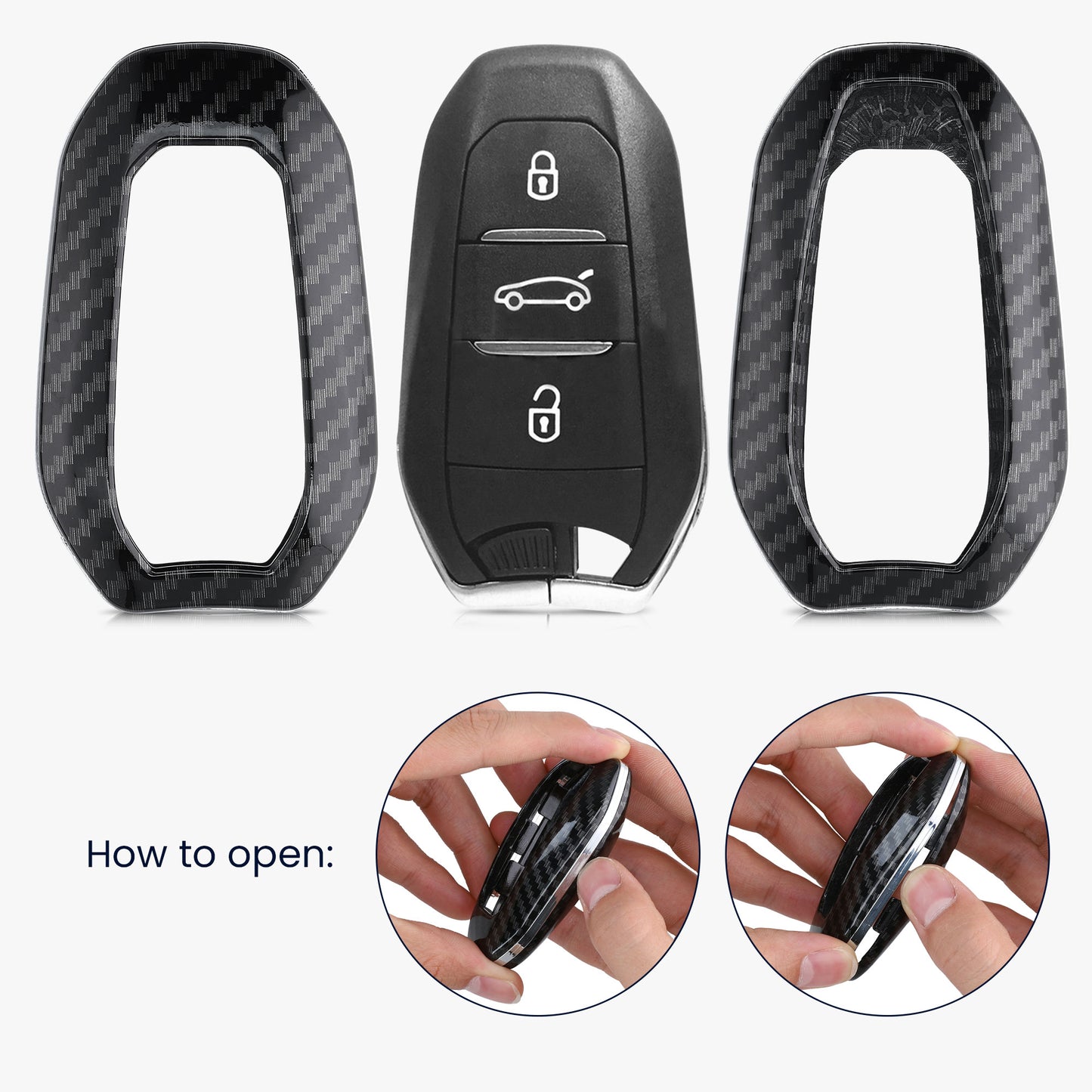 kwmobile Autoschlüssel Hülle kompatibel mit Peugeot Citroen 3-Tasten Smartkey Autoschlüssel (nur Keyless Go) Hardcover Schutzhülle Schlüsselhülle Cover