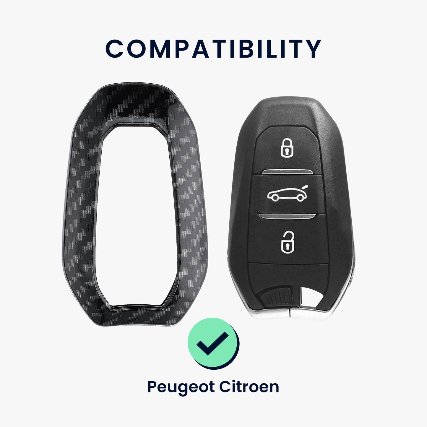 kwmobile Autoschlüssel Hülle kompatibel mit Peugeot Citroen 3-Tasten Smartkey Autoschlüssel (nur Keyless Go) Hardcover Schutzhülle Schlüsselhülle Cover
