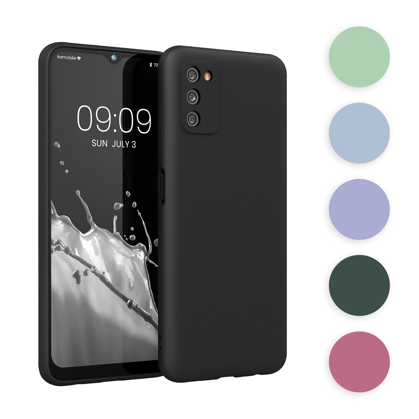 kwmobile Hülle kompatibel mit Samsung Galaxy A03s Hülle - weiches TPU Silikon Case - Cover geeignet für kabelloses Laden - Hellblau matt Hellblau matt  