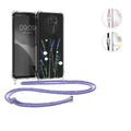 kwmobile Necklace Case kompatibel mit Xiaomi Redmi 9 Hülle - Silikon Cover mit Handykette - Rosa Dunkelbraun Transparent Kirschblütenblätter Rosa  [dsg02]