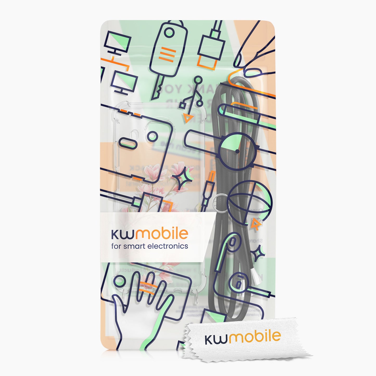kwmobile Necklace Case kompatibel mit Xiaomi Mi 10T Lite Hülle Silikon Cover mit Handykette Transparent Magnolien