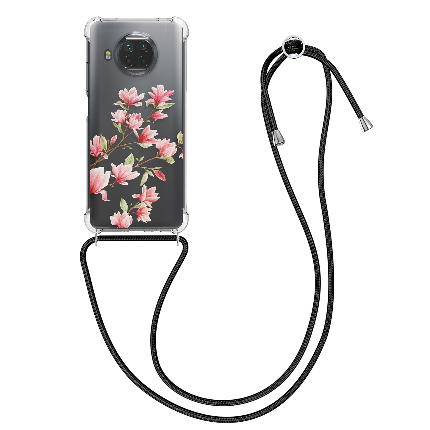 kwmobile Necklace Case kompatibel mit Xiaomi Mi 10T Lite Hülle Silikon Cover mit Handykette Transparent Magnolien