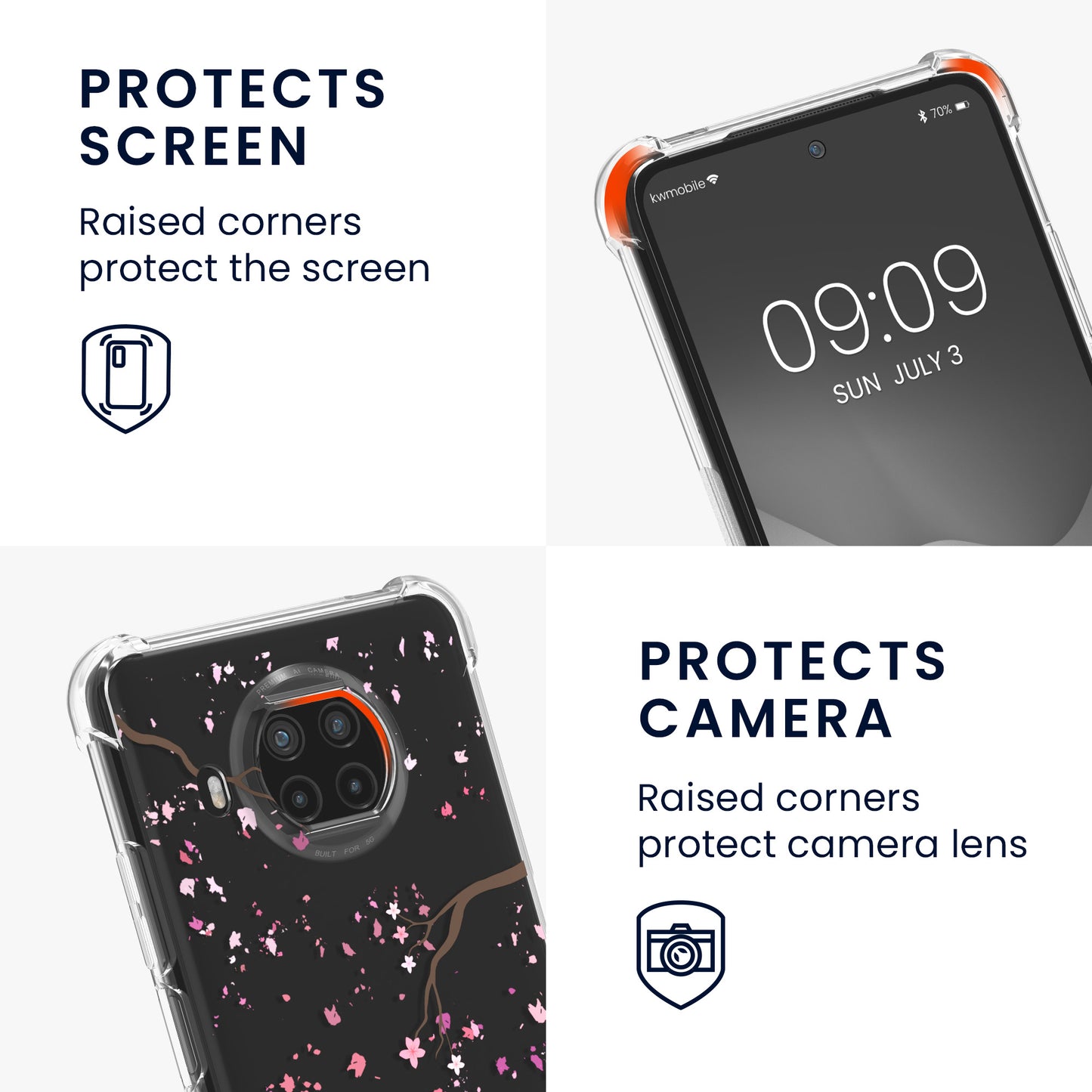 kwmobile Necklace Case kompatibel mit Xiaomi Mi 10T Lite Hülle Silikon Cover mit Handykette Transparent Magnolien
